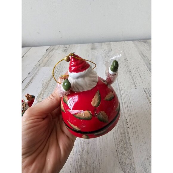 Jointed porcelain Santa Bell ornament Xmas tree set bigger jolly - Picture 10 of 11